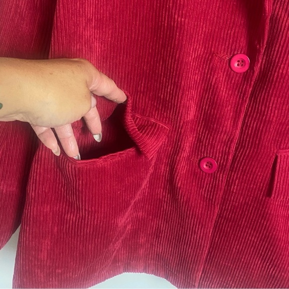 Lost + Wander Corduroy Blazer Red Jacket Small Christmas Holiday Casual - Picture 8 of 12